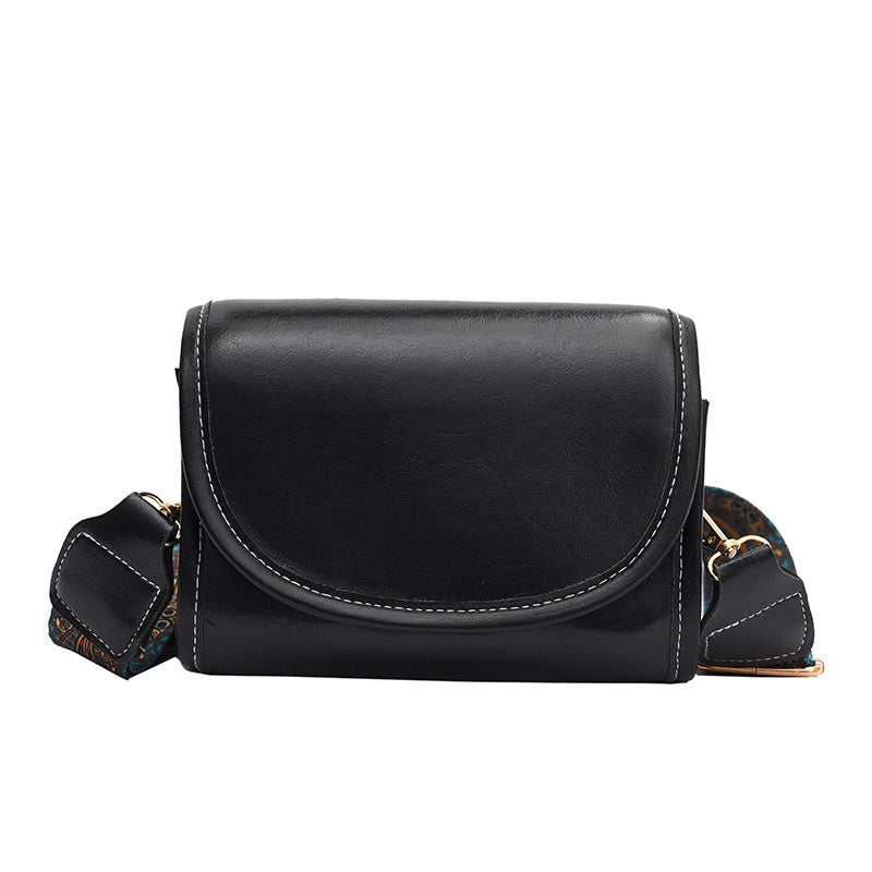 Retro Style Mini Faux Leather Crossbody Bag Wide Strap Shoulder Purse