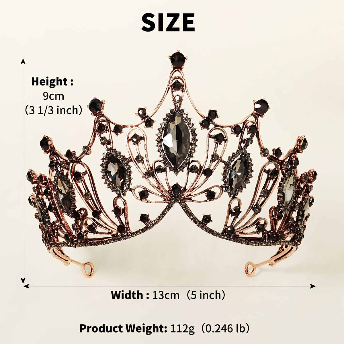 Baroque Crown Bridal Crystal Tiara Crown Gothic Wedding Headpiece Vintage