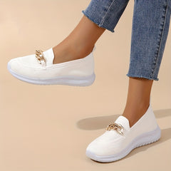 Women's Chain Decor Flat Shoes - Lightweight & Breathable Casual Sneakers