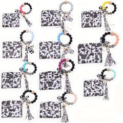 Cow Pattern Wallet with Wristlet Keychain