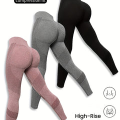 3pcs High Elastic Butt Lifting Yoga Pants Stretchy Fitness Workout Gym Sports