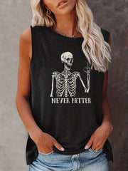 Skull Print Crew Neck Tank Top Sleeveless Casual Summer Women's Clothing
