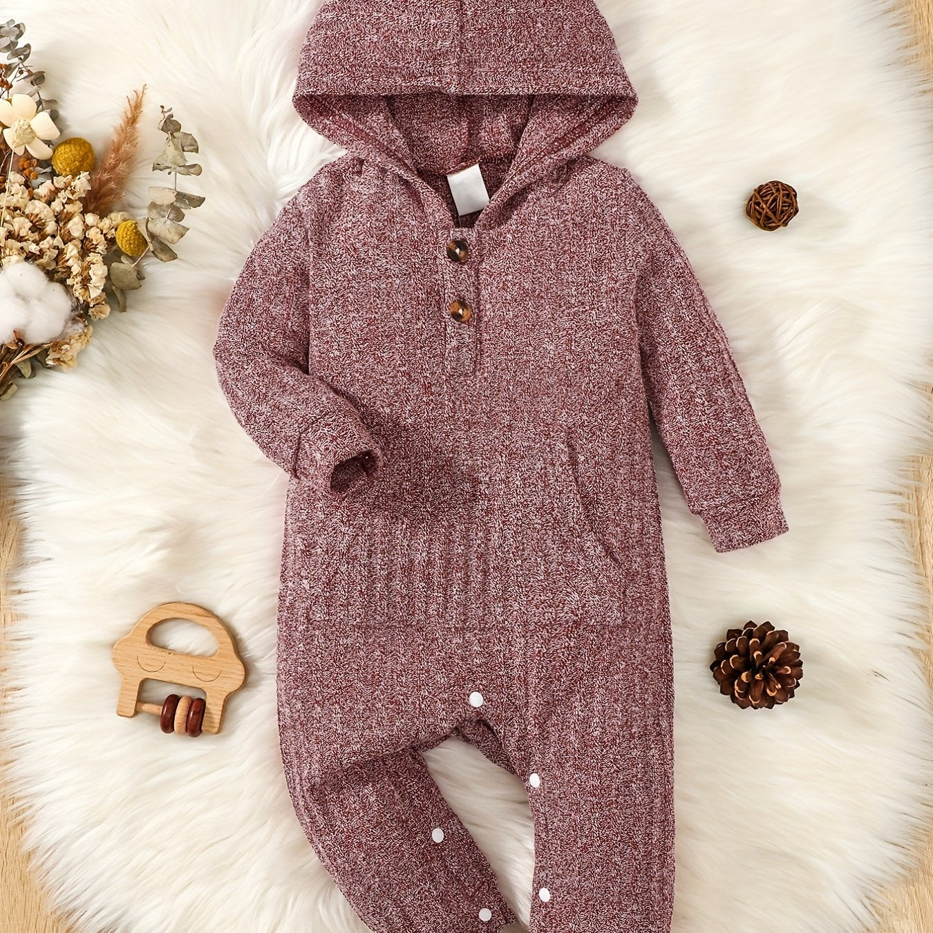 Infant Hooded Jumpsuit Long Sleeve Casual Romper