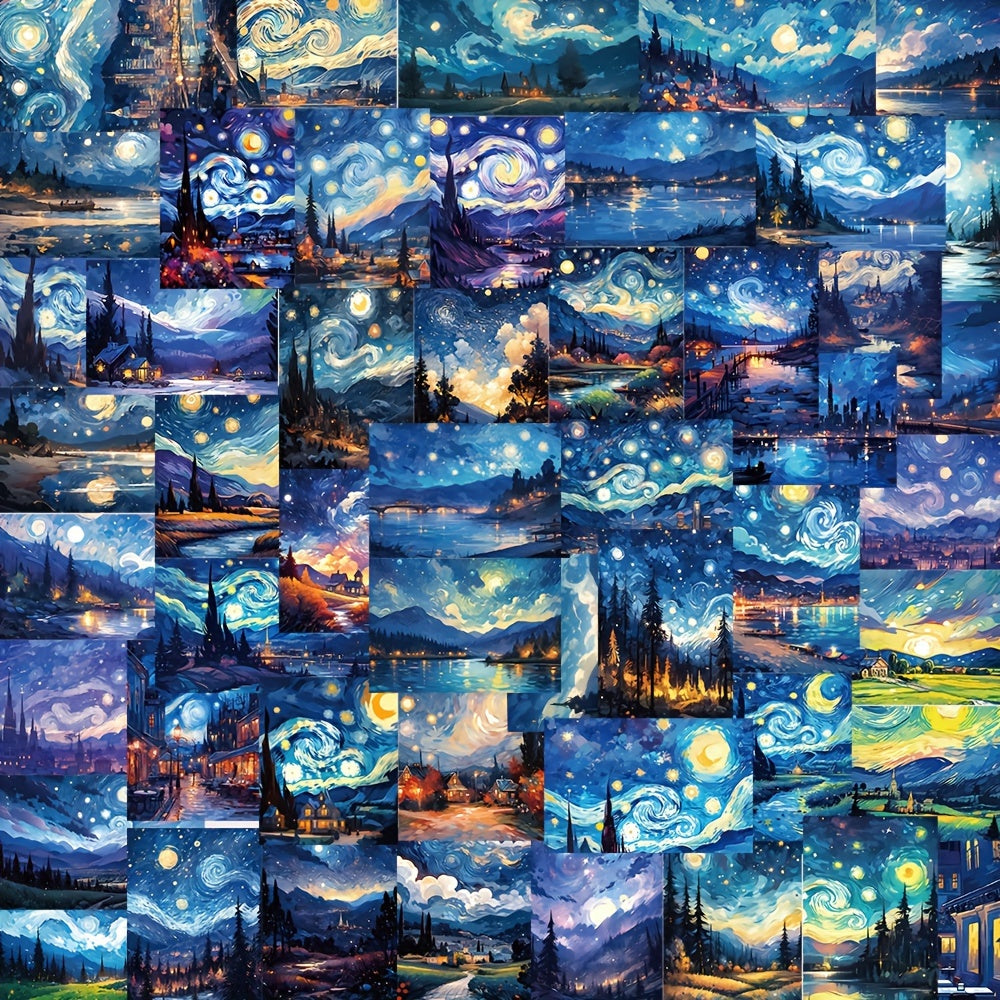 50pcs Fantasy Landscape Waterproof Stickers for DIY Decorations