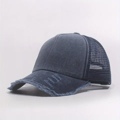 Perforated Baseball Cap Mesh Hat Curved Brim Snapback Cap