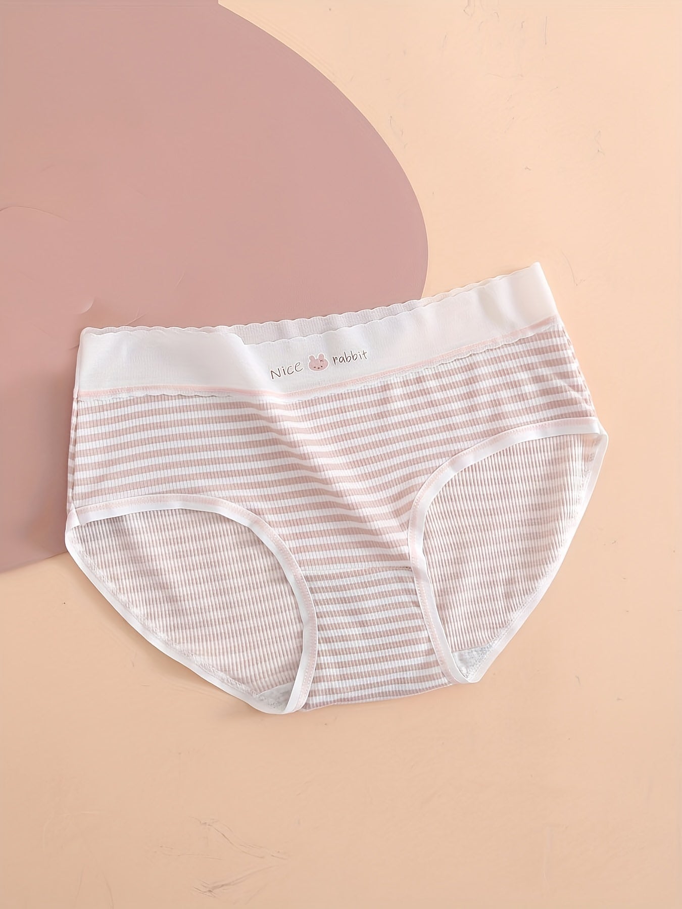 5pcs Bunny Print Striped Briefs Women's Lingerie & Underwear