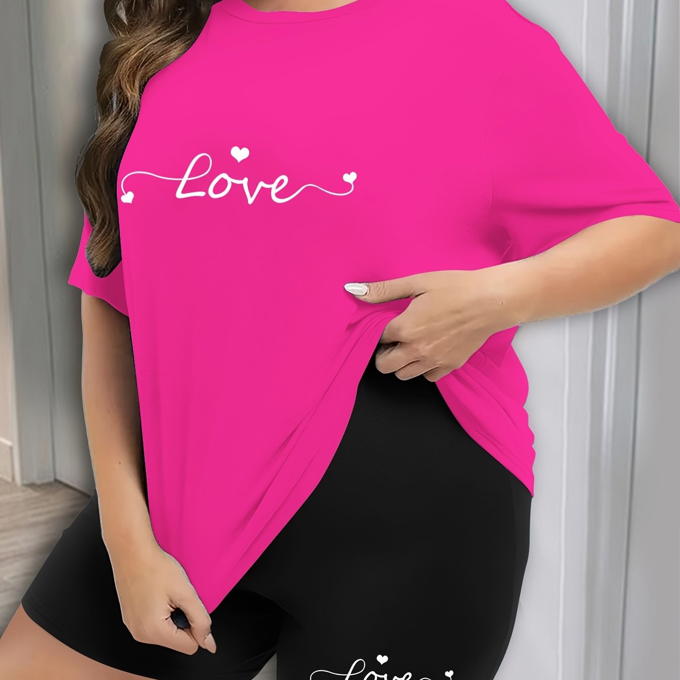 Heart & Letter Print 2 Piece Pajama Set