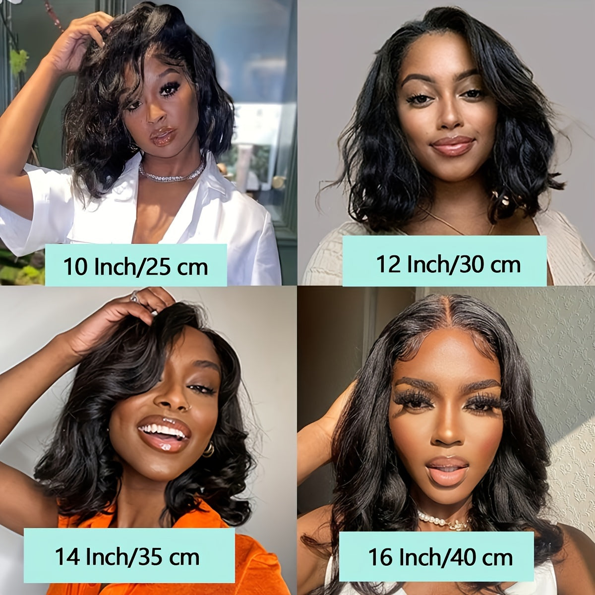 Short Body Wavy Human Hair Wig 150% Density 13x4 HD Lace Front Bob Wig