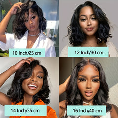 Short Body Wavy Human Hair Wig 150% Density 13x4 HD Lace Front Bob Wig
