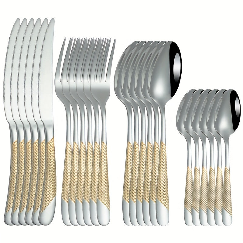 24pcs Stainless Steel Star Cutlery Set for Hotel and Restaurant Use