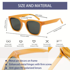 OUWEN Small Square Polarized Sunglasses Men Retro Sun Glasses UV400 Orange