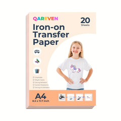 20 Sheets Iron-On Heat Transfer Paper for Light T-Shirts