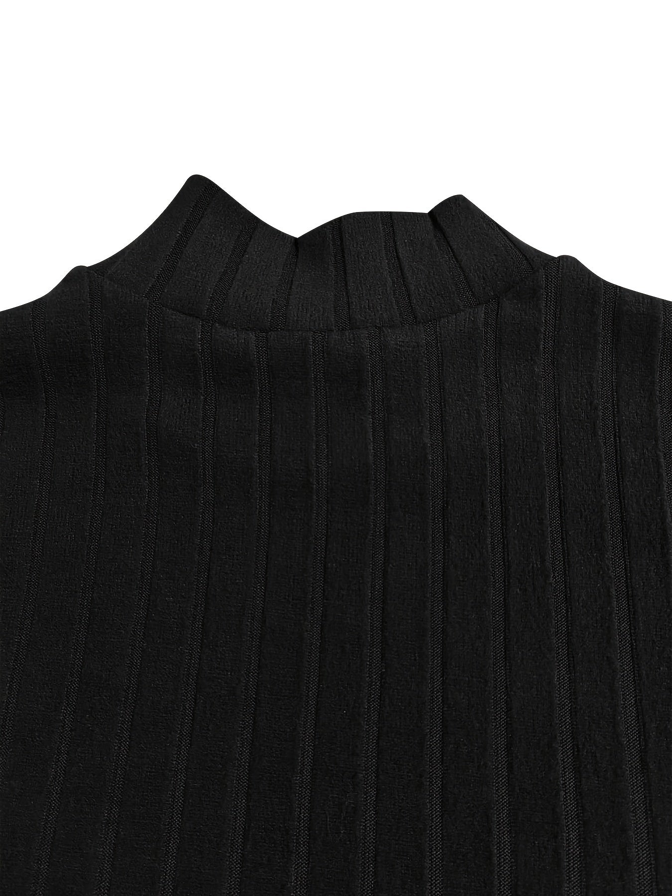 Solid Knit Top Women's Long Sleeve Stand Collar Medium Str