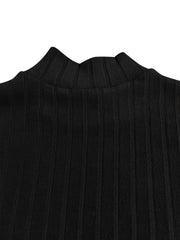 Solid Knit Top Women's Long Sleeve Stand Collar Medium Str