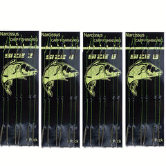 24pcs Carp Fishing Hair Rigs High Carbon Steel Hooks Braided Line Rolling Swivel