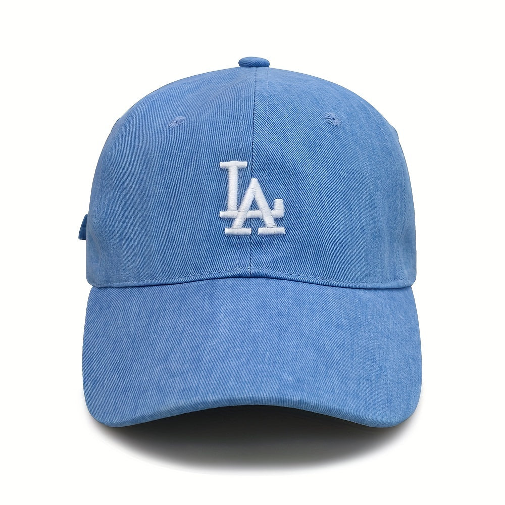 LA Embroidery Baseball Cap Solid Cotton Sun Hat Adjustable Lightweight Dad Hats