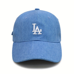 LA Embroidery Baseball Cap Solid Cotton Sun Hat Adjustable Lightweight Dad Hats