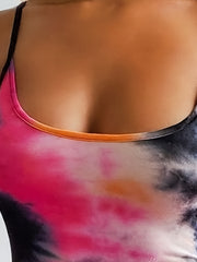 Tie Dye Round Neck Skinny Cami Romper
