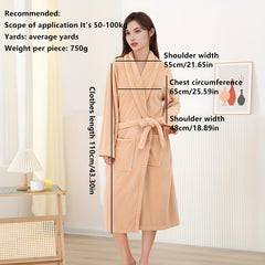 Women's Long Sleeve Bathrobe Soft Loungewear Robe with Pocket