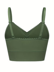 Ruched Scallop Trim Seamless Bralette