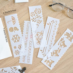 8Pcs Painting Template Hollow Lace Ruler DIY Journal Reusable Stencil Animals