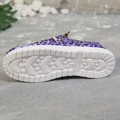 Leopard Print Canvas Lace Up Walking Shoes for Women