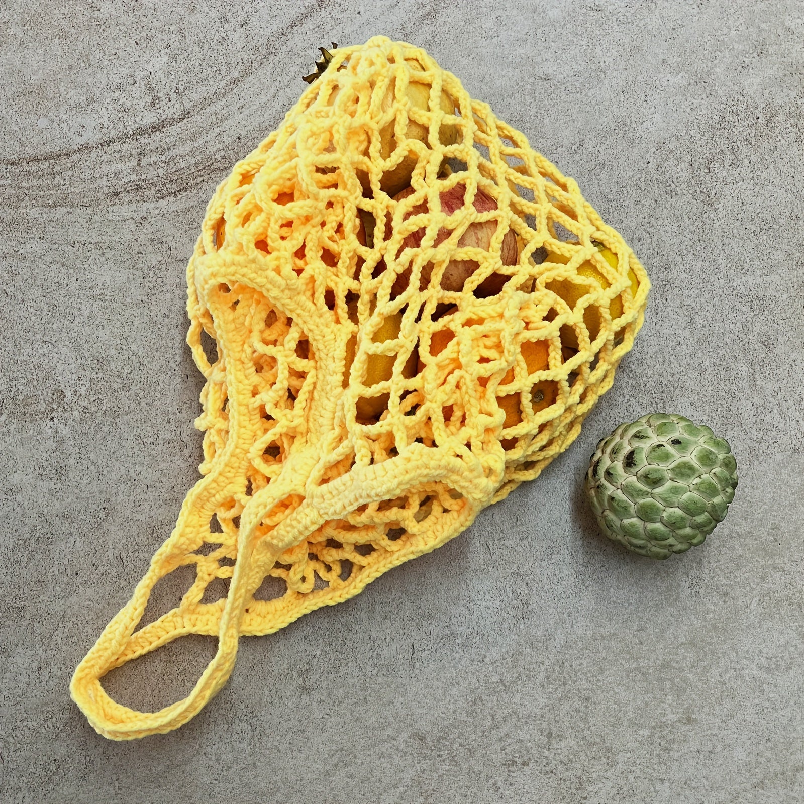 Crochet Grocery Bag Kit - Fruit & Veg Mesh Tote - DIY Instructions & Tools