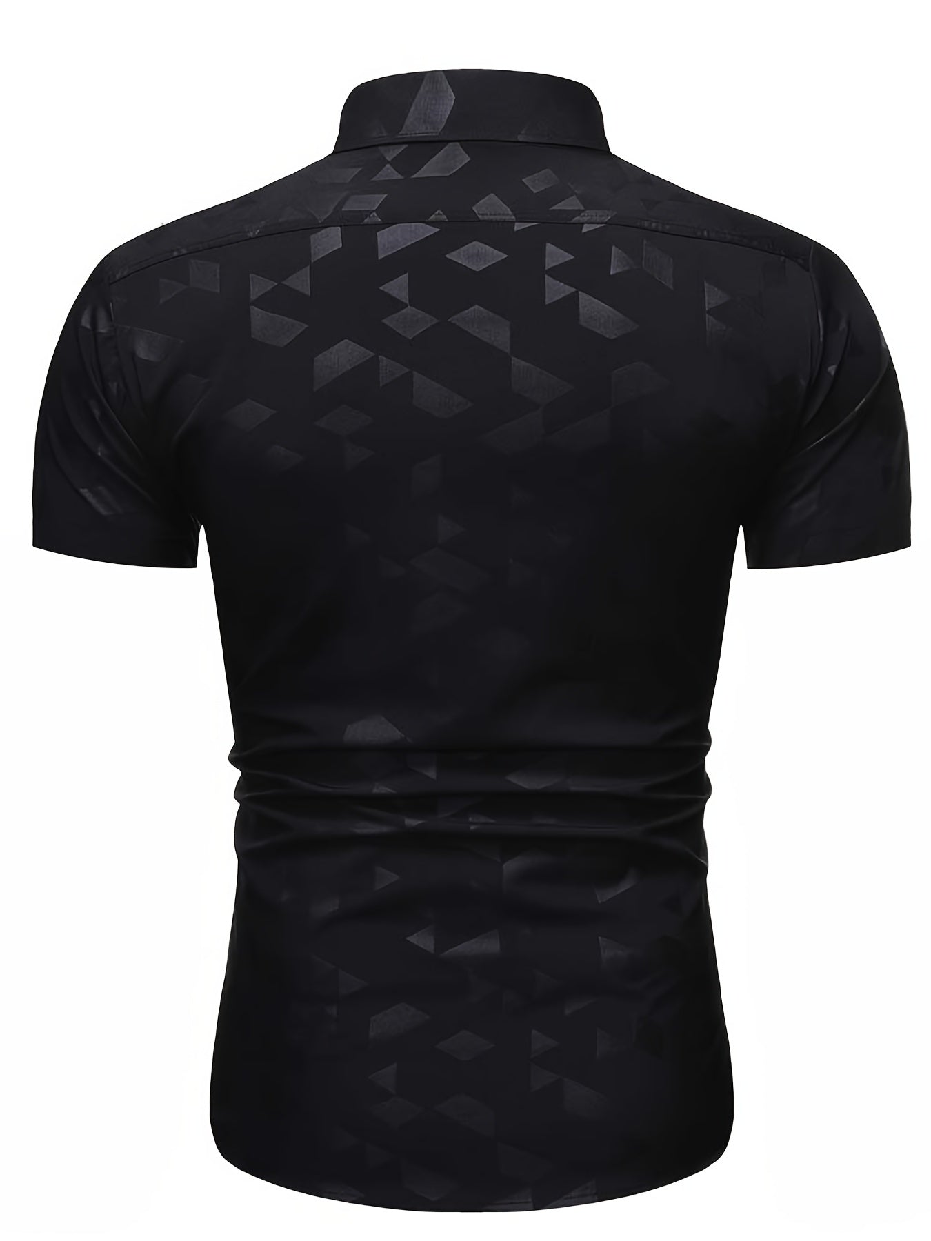 Men's Casual Triangle Embossed Top Shirt Short Sleeve Spring Summer