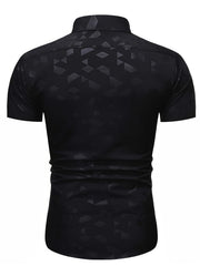 Men's Casual Triangle Embossed Top Shirt Short Sleeve Spring Summer