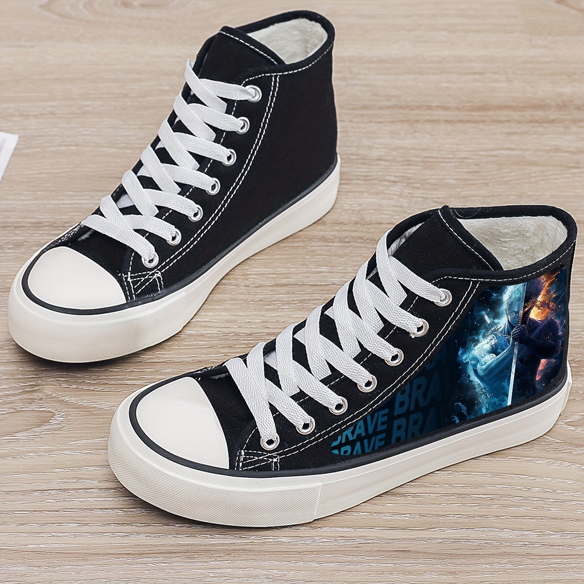 Plush Lined Thermal Chunky Canvas Sneakers Non Slip Skate Shoes