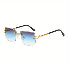 Square Rimless Sunglasses with Marine Lenses