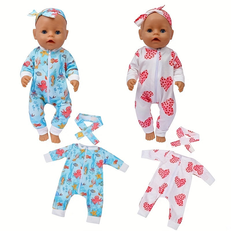 Onesie Headband Doll Clothes for 43-45cm Dolls