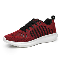 Men's Red Mesh Casual Sneakers Lace Up