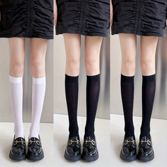 3 Pairs Solid Knee High Socks Soft & Comfy Women's Stockings & Hosiery