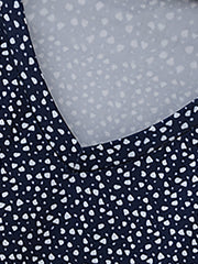 Allover Print V Neck Loose Fit Dress