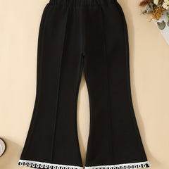 Girls' Boho Trim Flare Leg Bell Bottom Pants