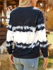 Tie Dye V Neck Tie Front Sweatshirt