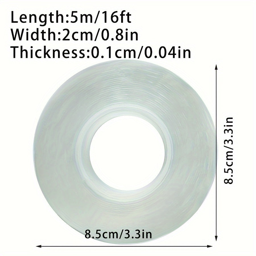 5M 16FT Transparent Nano Tape Waterproof Wall Stickers Reusable