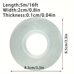 5M 16FT Transparent Nano Tape Waterproof Wall Stickers Reusable