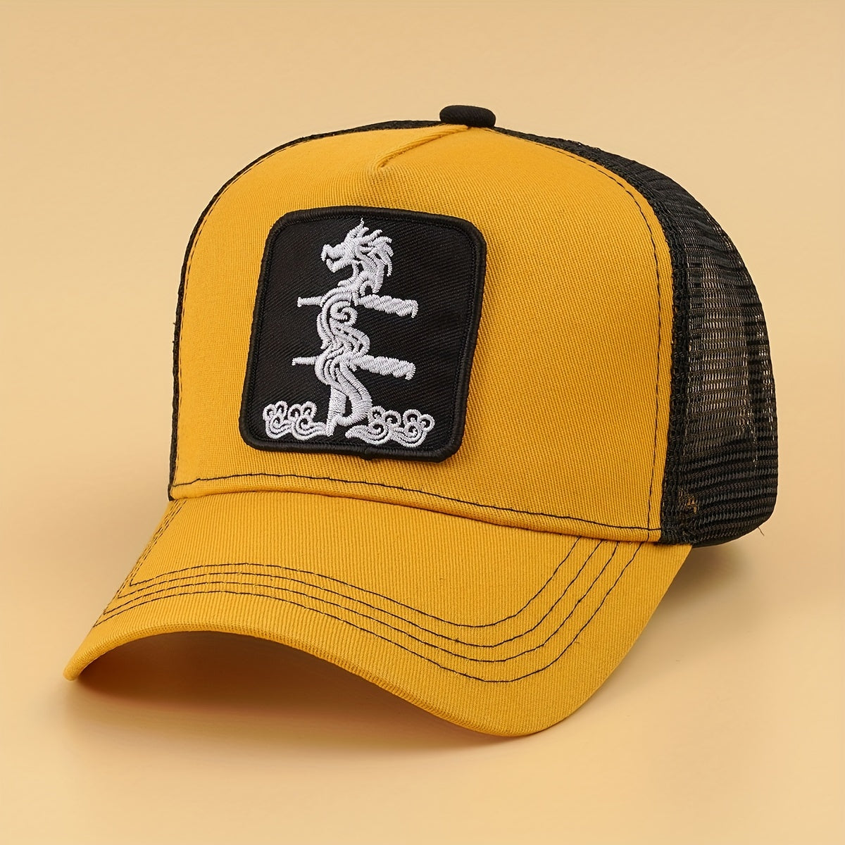 Dragon Embroidery Patch Trucker Hat Baseball Cap Lightweight Sunshade
