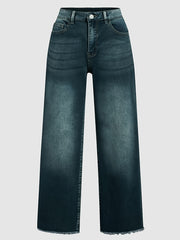 High Waist Straight Loose Boyfriend Jeans Water Ripple Embossed Crotch