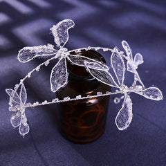 Double Layer Headband With Lace Butterfly Bridal Wedding Hair Accessories