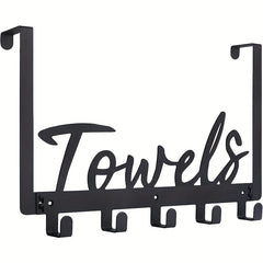 Wall Mounted Punching Door Back Shelf With 5 Hooks Iron Clothes Hook Shelf