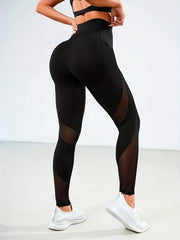 Mesh Stitching Yoga Pants With Pockets Tummy Control Leggings