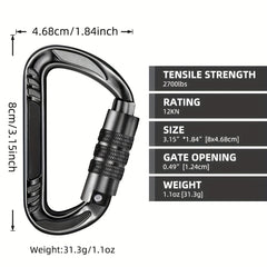 1pc 12KN Auto Lock Carabiner Clips for Keychain Hammock Hiking Dog Camping
