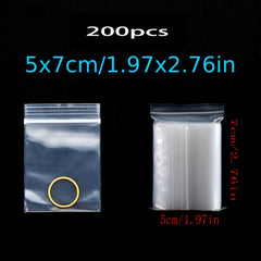 200pcs Clear Ziplock Storage Bag Transparent Plastic Zip Package
