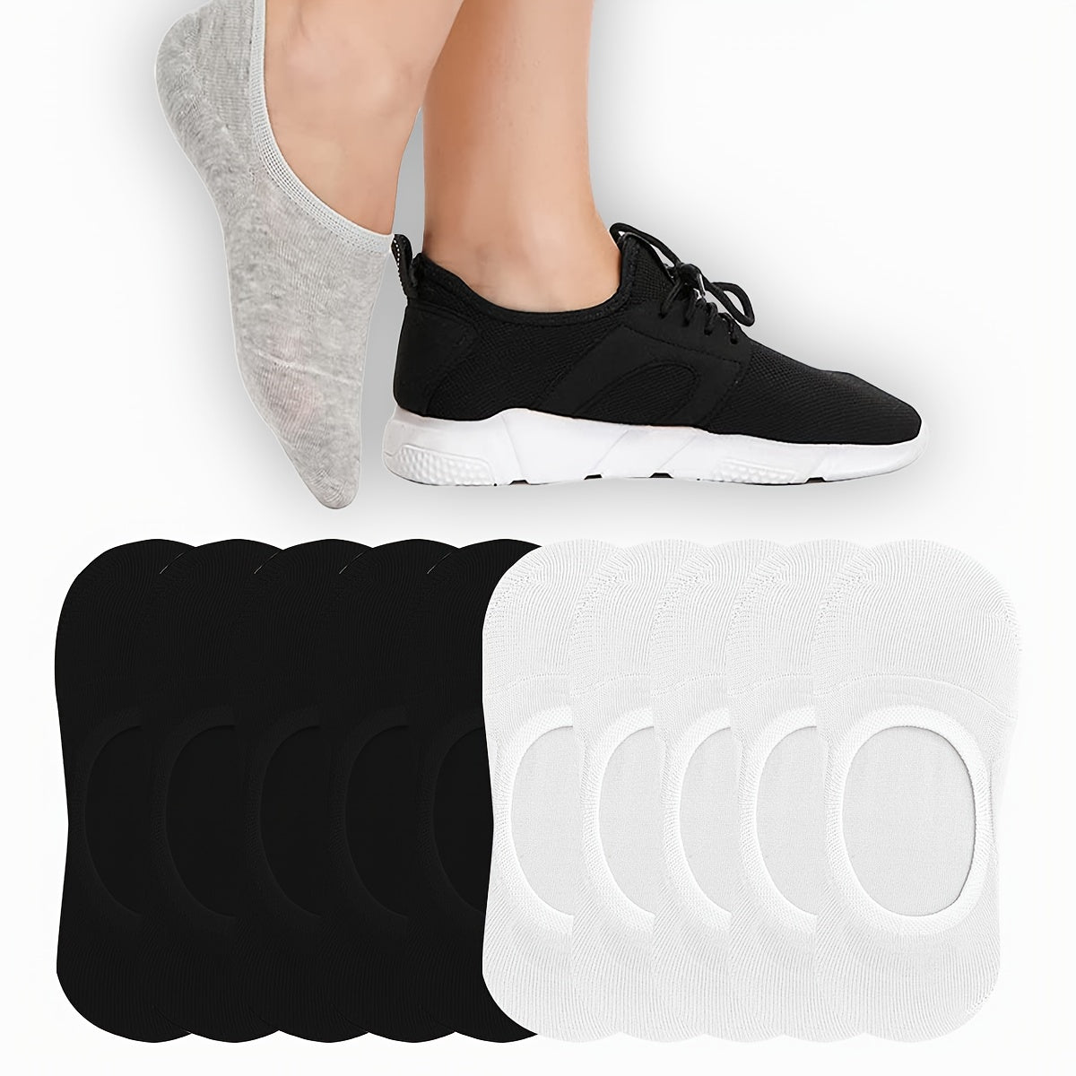 10 Pairs Men's Solid Liner Anklets Socks - Soft, Breathable, Sweat Absorbent