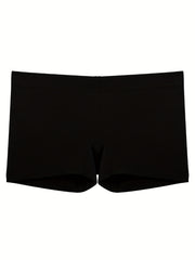 3pcs Solid Boyshort Panties Soft & Comfortable Stretch Panties