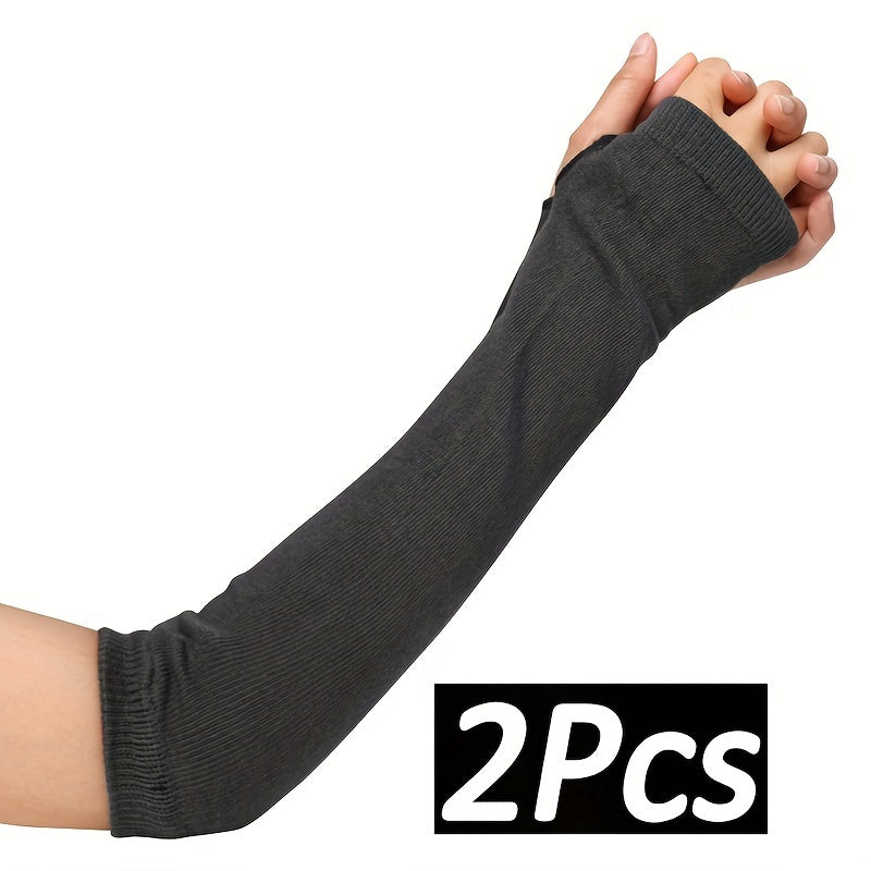 Punk Striped Knitted Gloves Elastic Fingerless Gloves for Women Men