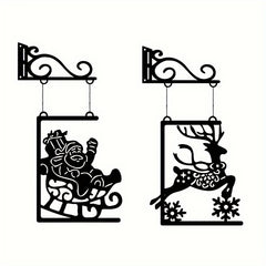 Christmas Metal Decorative Craft Santa Elk Wall Pendant Indoor Outdoor Hanging
